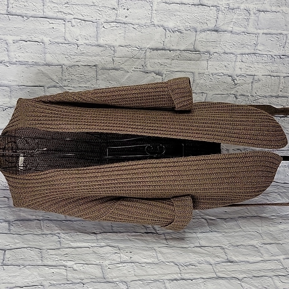 Knititude Alpaca Wool Blend Long Cardigan‎ Small Brown Chunky Knit